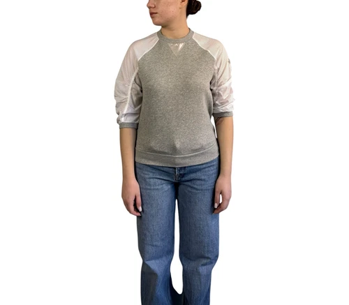 Moncler Cirocollo girocollo maglione donna logo pizzo manica felpa taglia XS