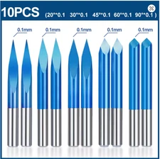 XCAN 10PCS CNC Engraving Bits 3.175mm Carbide End Mill Router Set