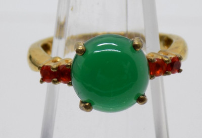 Karis STS Chrysoprase Garnet  Gold Plate Ring size 9.75