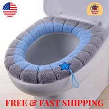 1 Pc Toilet Seat Cover Soft Thicker Warmer Stretchable Washable Cushion Bathroom