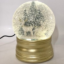 White Christmas Santa & Sleigh Musical 8” Snow Globe Reindeer Large Music