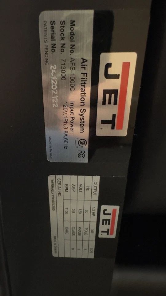 Jet 713000 AFS-1000 1000 CFM, 120V Single-Phase Air Filtration System - Image 4 of 4