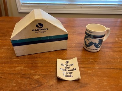 Vintage Eastern Airlines Air Freight Coffee Mug with Cardboard 'Freight-Pak'