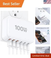100W GaN 6-Port USB C Charging Station - Fast Charger for Multiple Devices