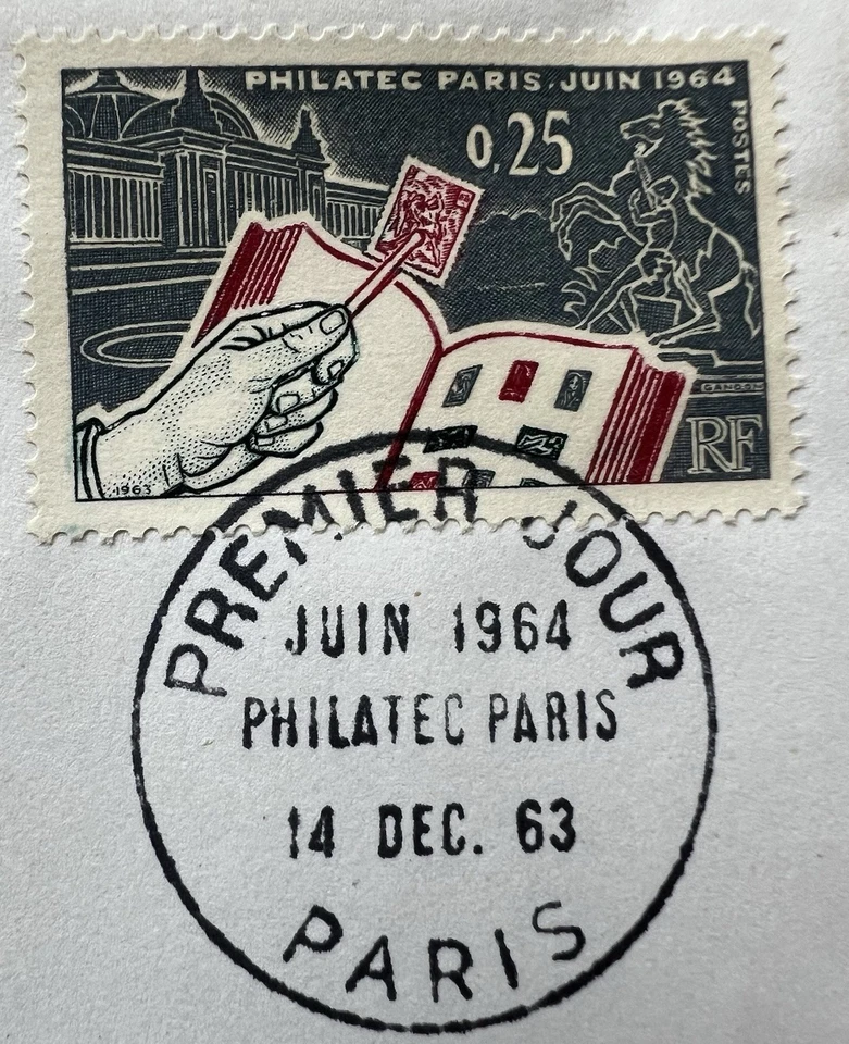 France 1964 Philatec Paris FDC • Stamp Exhibition • Gold Embossed Cachet - Image 4 of 4