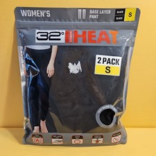 NWT 32 Degrees Heat Women's Small 2-Pack Stretch Base Layer Pants Black