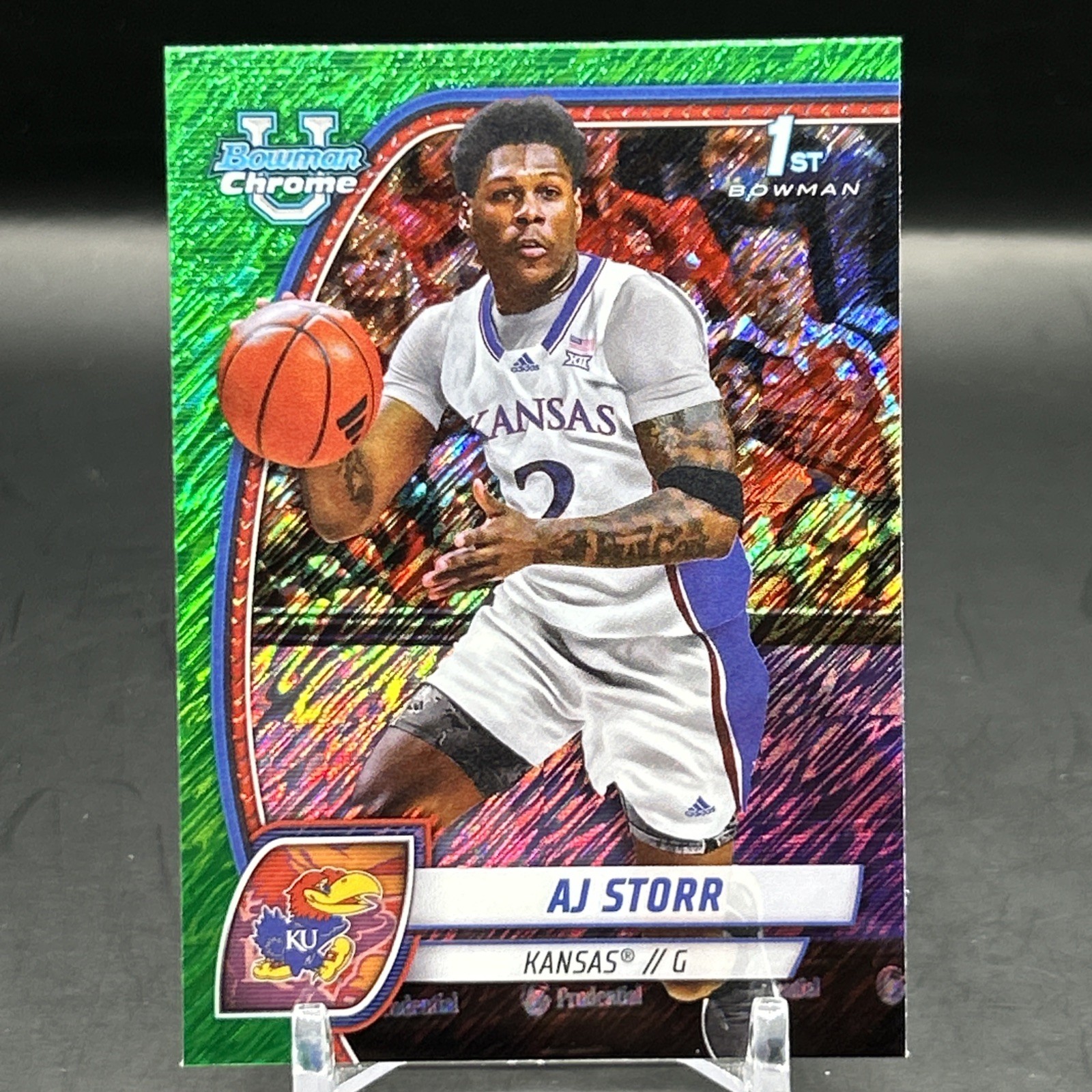 2024-25 Bowman Chrome U Kansas Green Shimmer 4 AJ Storr RC