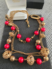 Vintage Multi Strand Layered Necklace Gold Tone Beaded Necklace Statement — photo 4