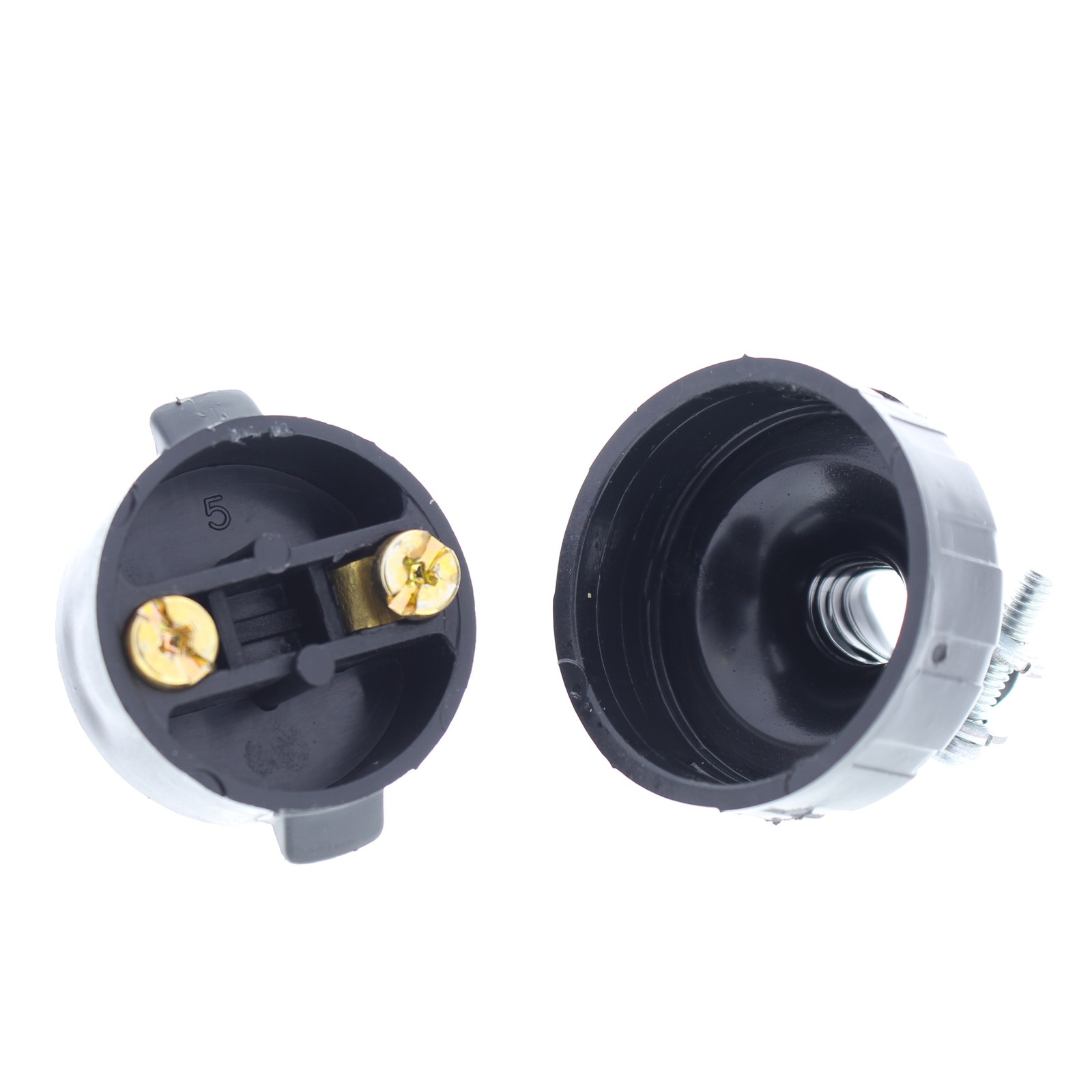 2 Leviton Black Straight Blade Round Vinyl Heavy Duty Male Plug Cord Clamp 48646