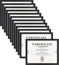 8.5 X 11 Picture Frame 12 Pack Black Photo Frames for Certificate Diploma Docume