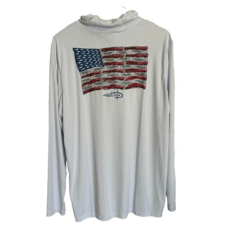 Reel Life Fishing Pullover UV Hoodie Men's XL White Lightweight Long Sleeve