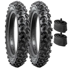 12.5" Kid Bike Tires 2-Pack and Heavy Duty Tubes for Mountain Bikes