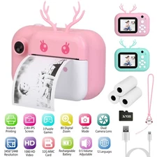 Instant Print Camera 1080P Digital Zero Ink Selfie Camera / Print Paper Kid Toys