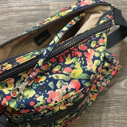 Kipling Floral Crossbody Handbag Sweet Bouquet Monkey Keychain Spring Flowers - Picture 14 of 16
