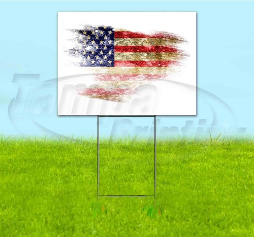 AMERICAN FLAG 18x24 Yard Sign WITH STAKE Corrugated Bandit USA BUSINESS ...