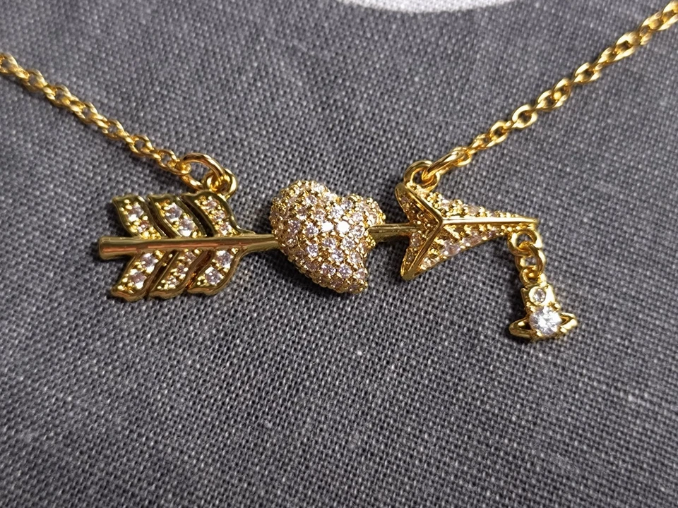 Vivienne Westwood Gold Toned Crystal Arrow and Orb Pendant Chain Necklace - Image 3 of 4