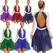Women Leotard Modern Dancewear Stretchy Dresses Ballet Outfit Flowy Gymnastics