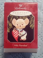 1998 HALLMARK CHRISTMAS &nbsp;ORNAMENT FELIZ NAVIDAD AMIGO MOUSE RED PEPPER 