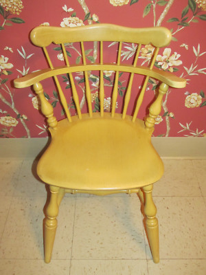 Ethan Allen Daffodil Yellow on Solid Maple Combback Chair 14 6040