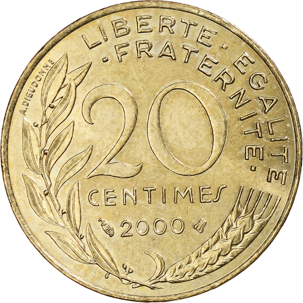 [#369503] Coin, France, Marianne, 20 Centimes, 2000, Paris, MS ...