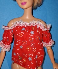 Vintage Barbie Sears Best? Cute Flowered Lace Trimmed Top