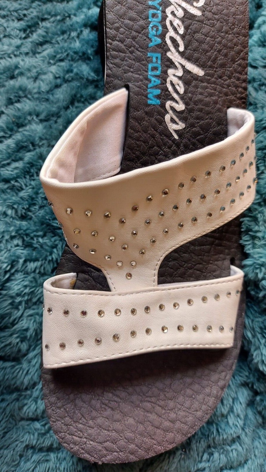 NEW! SKECHERS Yoga Foam White Wedge Sandals size 5 eBay