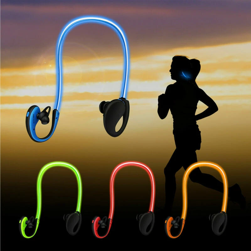 Universal Wireless LED Neckband Sport Headset Stereo Music Earphone Headphone US - Image 2 of 4