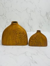 Mexican Terra Cotta Clay Folk Art Pottery Vases