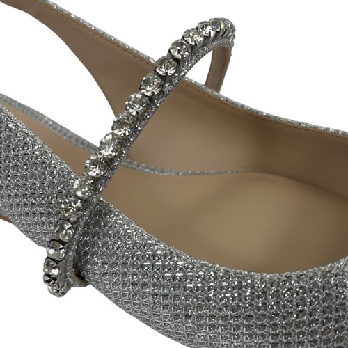 NEW Stuart Weitzman Crystaline Pointed Toe Slingback Flats Silver Women Size 7 - Picture 6 of 13