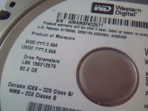 Hard Disk Drive SATA Western Digital WD800JD-08M8A1 40Y9034 ESCHNTJCA 156312576 - 第 2/5 張圖片