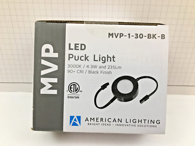 American Lighting MVP-1-30-BK-B  MVP LED Puck Light, 3000k, 4.3 w & 235 Lm Black