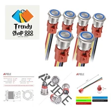 Latching Push Button Switch 19mm 12V- 24V DC LED SPDT 1NO1NC Stainless Steel ...