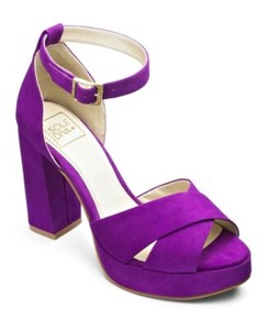 magenta block heels