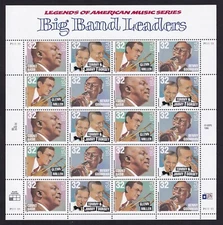 Scott #3099a (3096-99) Big Band Leaders Full Sheet of 20 Stamps - MNH