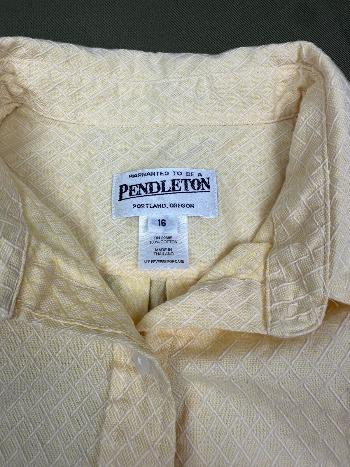 Pendleton Button Down Front Shirt Size 16 Yellow … - image 3