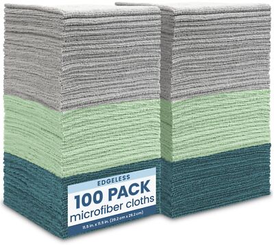 100 Pack Microfiber Cleaning Cloth Edgeless Bulk Microfiber Towel For Home Reusa
