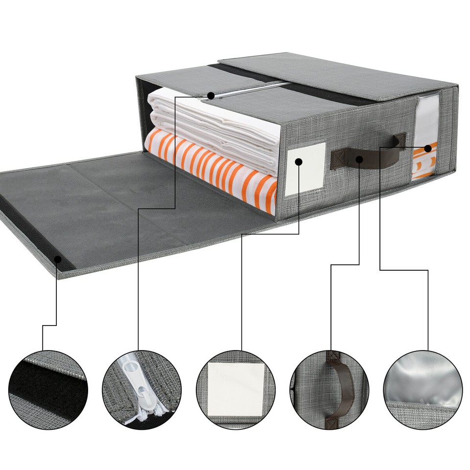 2Pcs Bed Sheet Organizer Foldable Bed Sheet Storage Bins with Handle