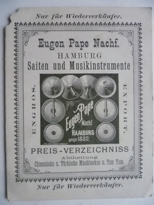 Preis-Verzeichnis Eugen Pape Hamburg Saiten u. Musikinstrumente