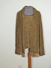 t1 Sigrid Olsen Ombre Stripe Silk Blend Sweater w Scarf LG