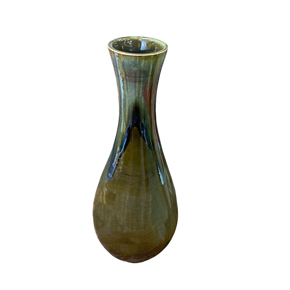 Modern Handmade Bottle Shape Olive Brown Ancient Phoenix Accent Vase ws2773S Modern Handmade Bottle Shape Olive Brown Ancient Phoenix Accent Vase ws2773S