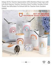 Teacher Appreciation 20Pcs Set Of Stainless Steel Tumbler With Lids And Straws