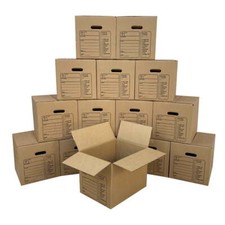 Moving Boxes with Handles, 15 Premium Small, 16 3/8" x 12 5/8" x 12 5/8"