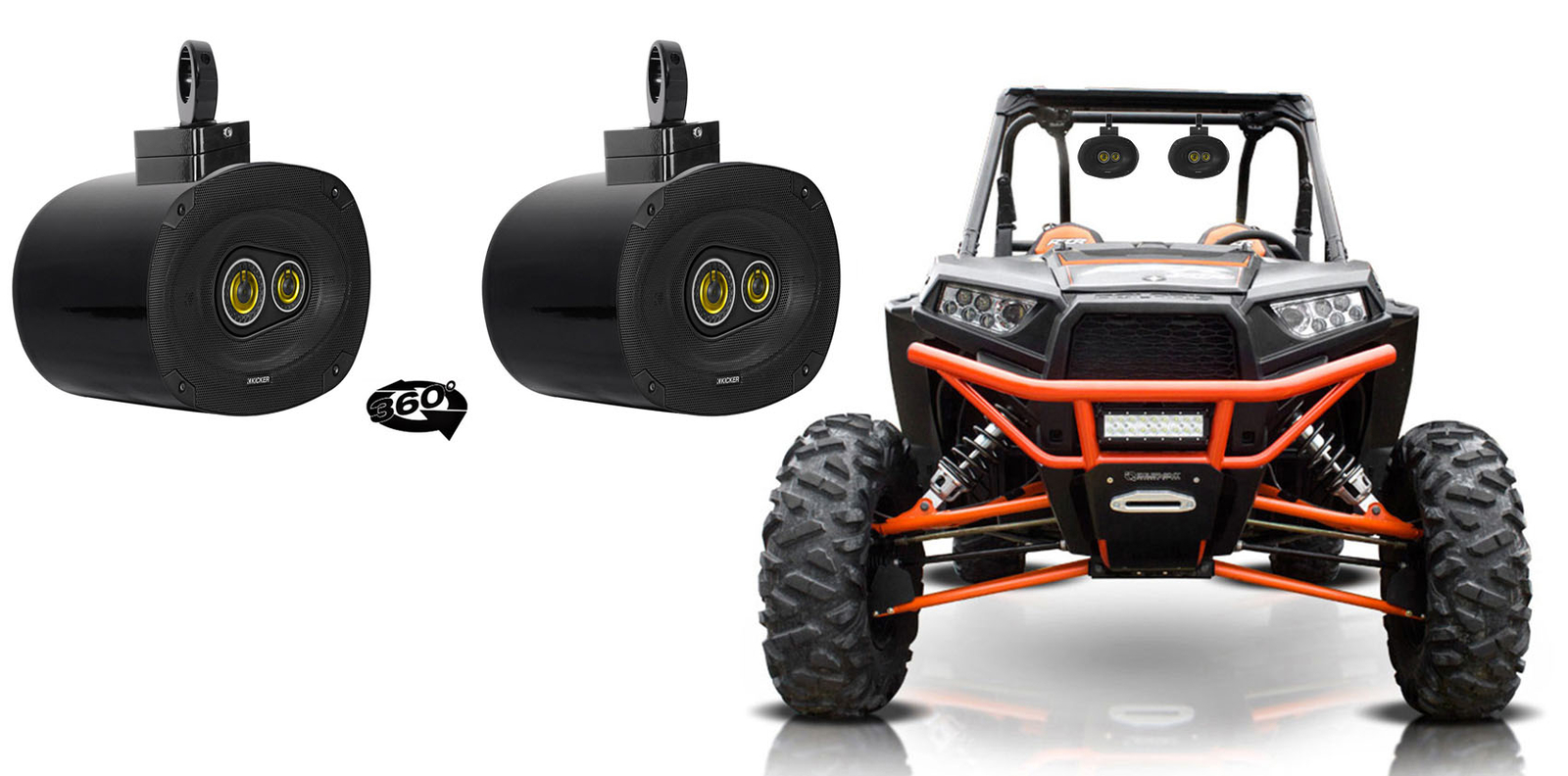 2 колонки kicker CSC693 6x9 с поворотной на 360 башней из черного алюминия для RZRATVUTV