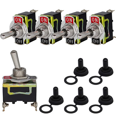 5PCS Silver Heavy Duty Waterproof Rocker Toggle Switch 12V On/Off 2Pin 2Position