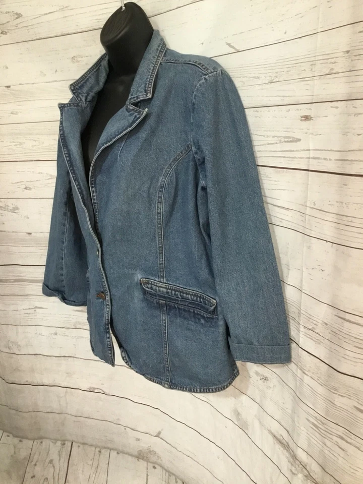 Chaqueta Blazer Para Mujer Para Joseph Dos Botones Frontales Azul Algodón Talla XL Foto 2 de 4