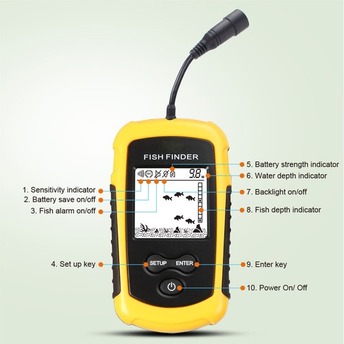 100m Portable Sonar Sensor Fish Finder Water Depth Alarm Transducer Echo Sounder - Picture 11 of 12