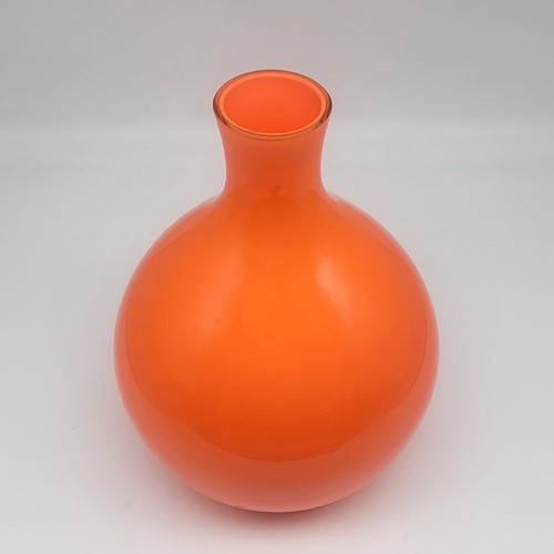 Set of 2 Crate and Barrel Encased Glass Vases Yellow 8.25" T and Orange 9.5" T - Picture 19 of 24