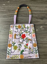 VINTAGE BEADED LAVENDER MULTI-COLOR HANDBAG PURSE BOHO HANDMADE.