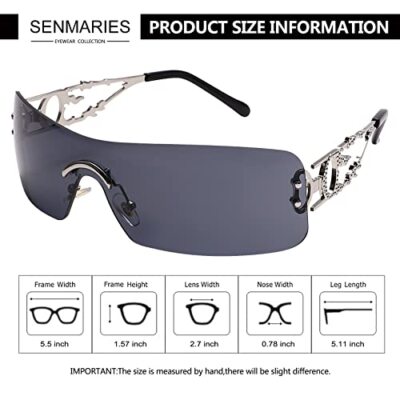 Rimless Y2k Sunglasses For Women Men Rectangle glasses  display picture 1