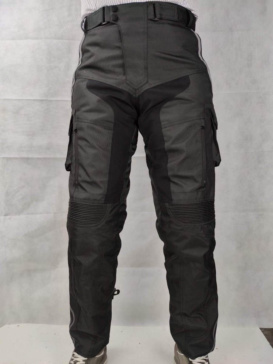 Texpeed pantaloni da moto uomo con protezioni - rinforzati per motociclismo - inverno invernale/Estate resistenti e impermeabili - Con armatura CE (EN 1621-1) - Nero - L
